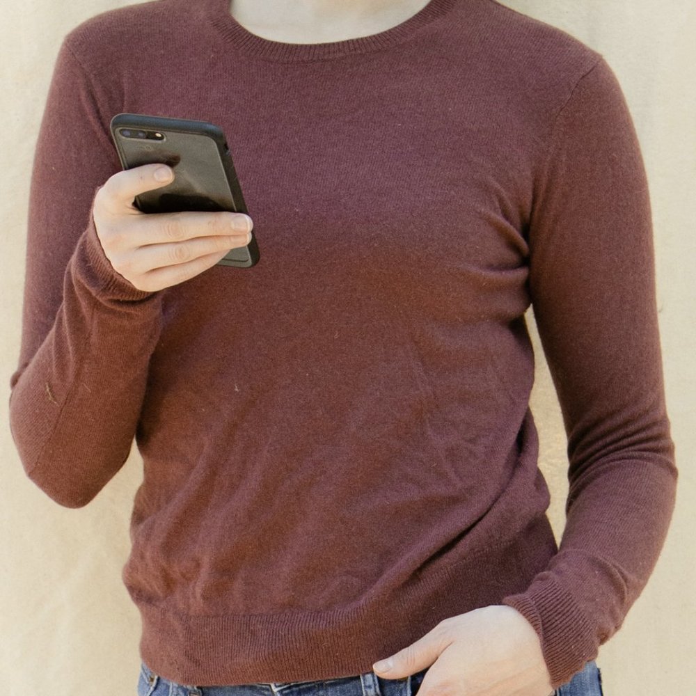 Rose Mauve 100% Cashmere Crew Neck Sweater